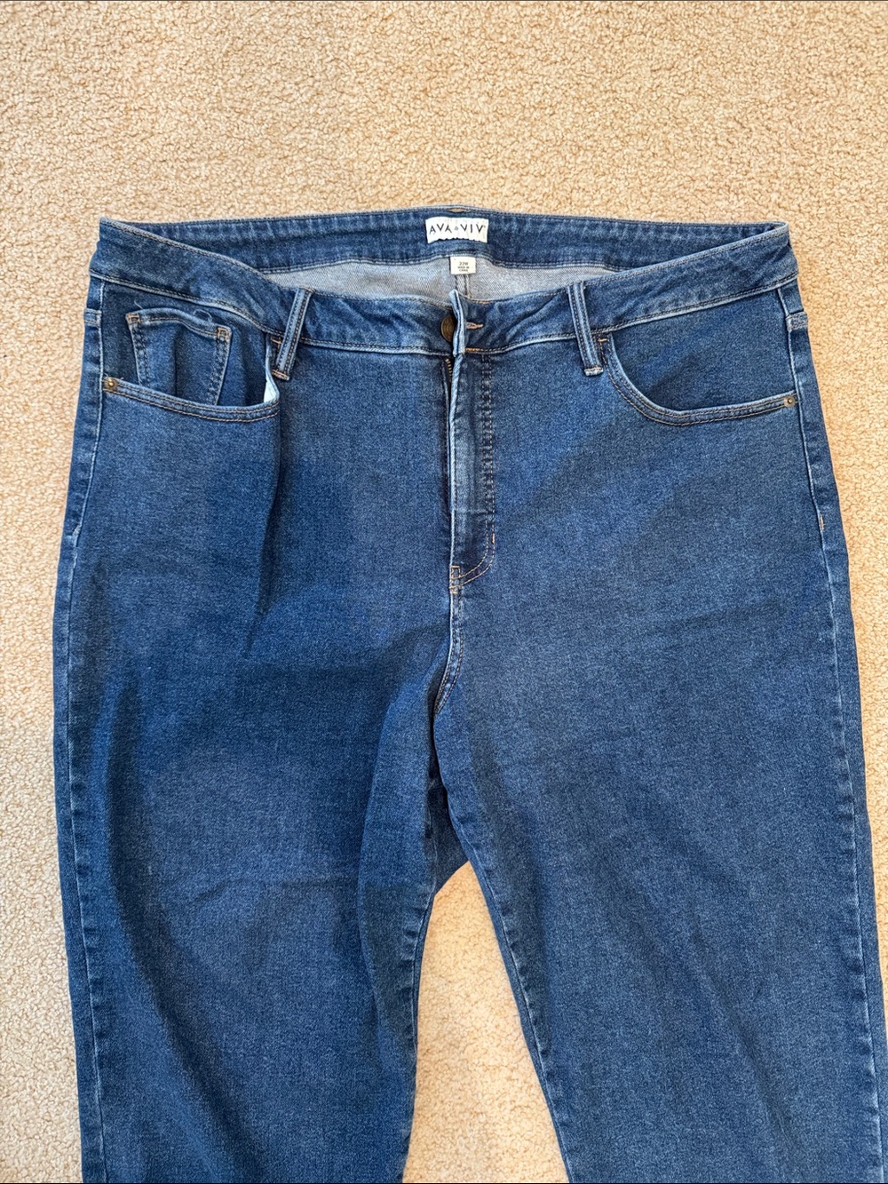 Ava & Viv Dark Blue High-Rise Straight Jeans - Picture 4 of 5